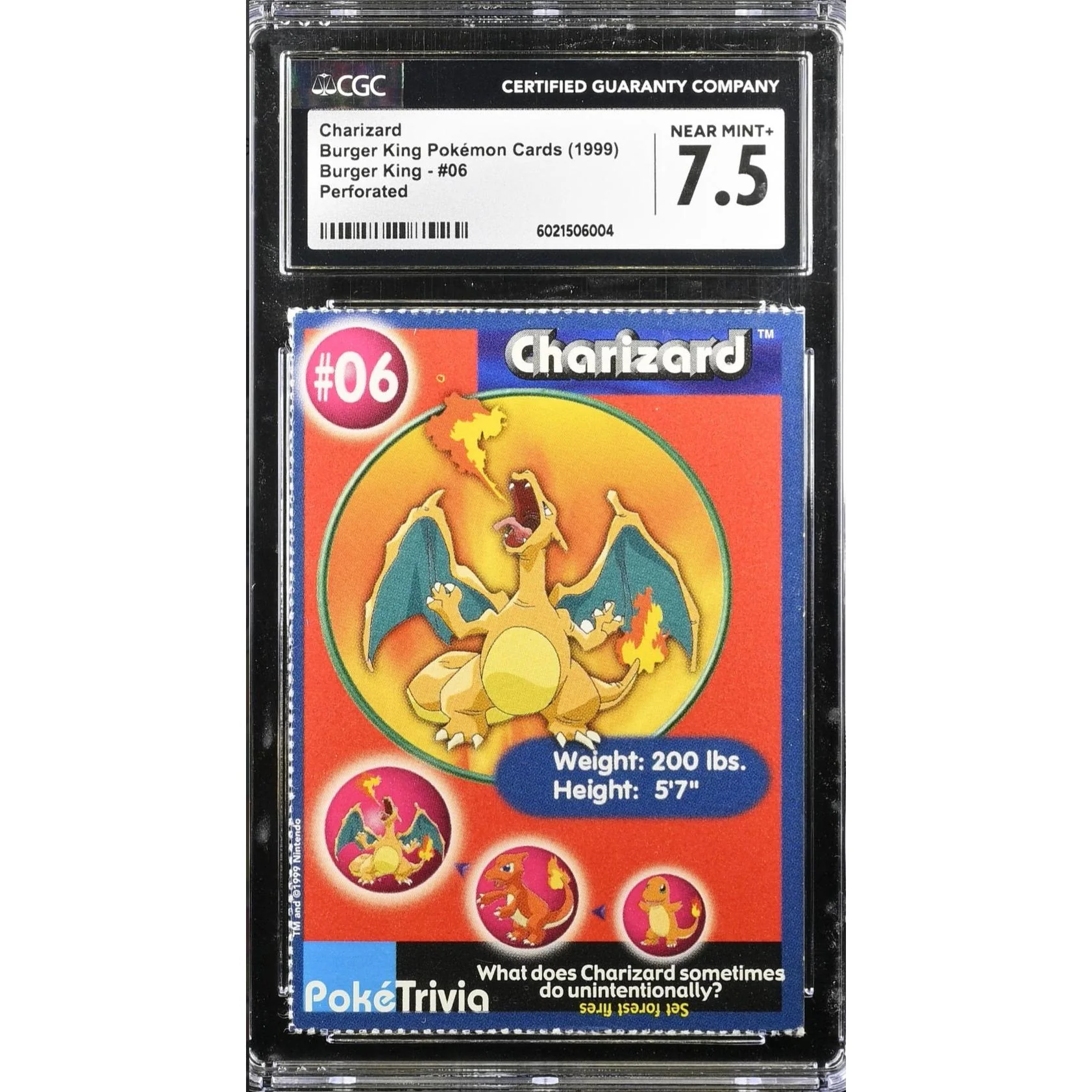 Charizard Burger King Pokémon Card 1999
